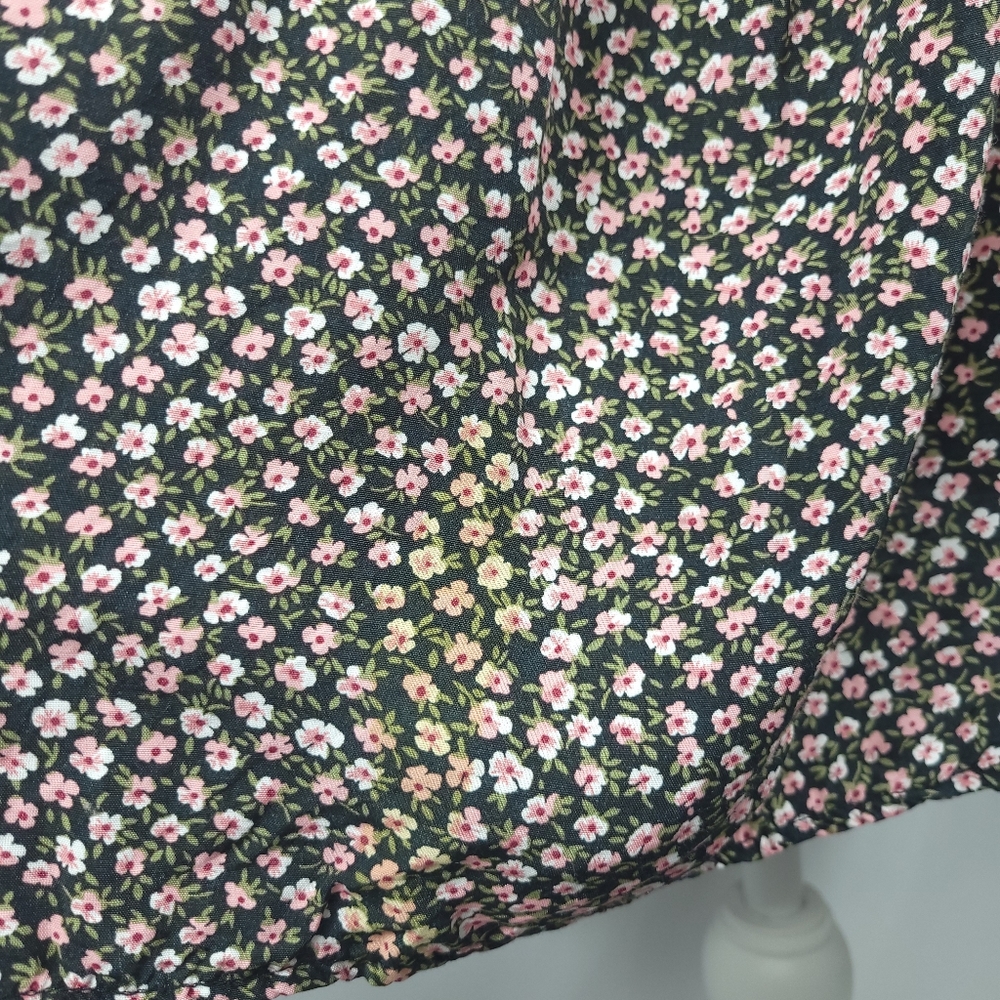 1990s Vintage Floral Mini Dress, Size Small, Black, Pink, and White - Picture 6 of 6